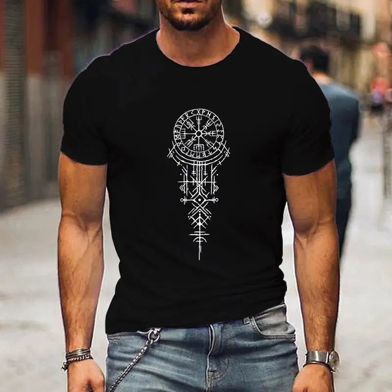T-shirt Viking Drôle avec Boussole Runique et Manches Courtes Viking Héritage