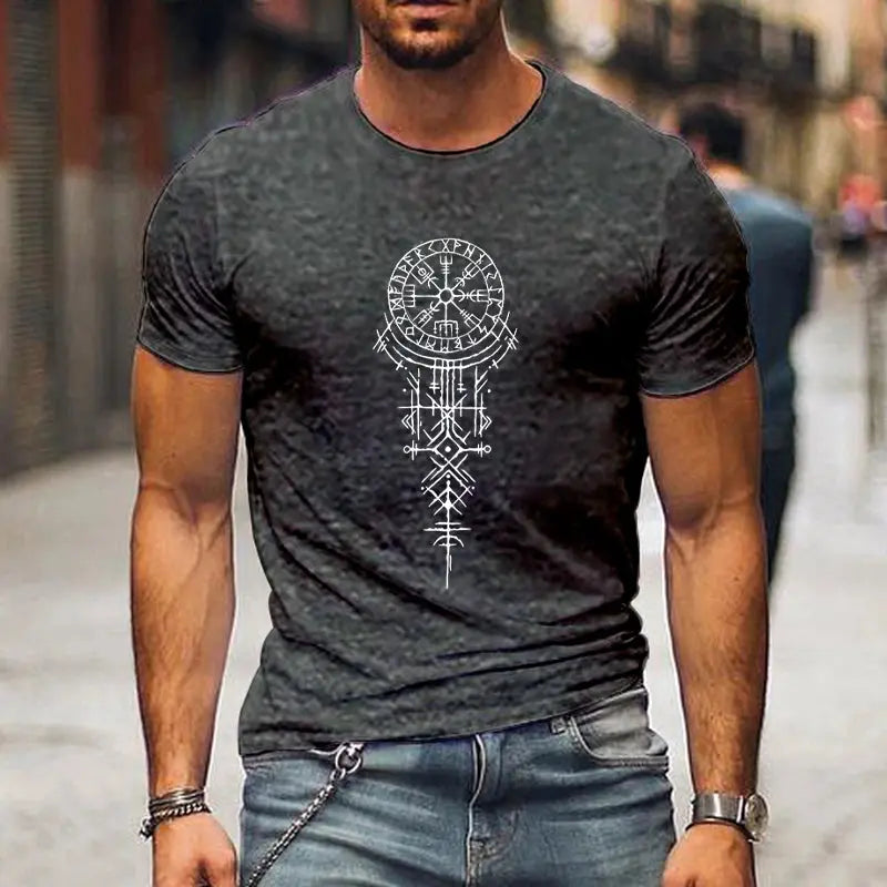 T-shirt Viking Drôle avec Boussole Runique et Manches Courtes Viking Héritage