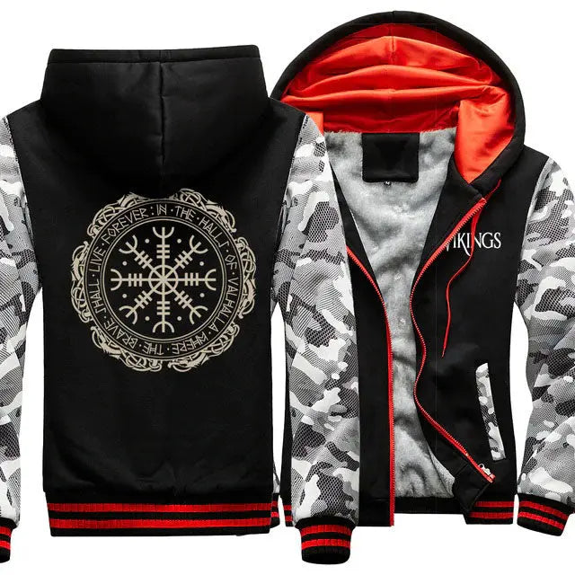 Felpa Con Cappuccio Wikinger Legion – Serigrafata, Tasca A Marsupio, Misto Cotone
