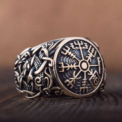 Bague Vegvisir en Bronze | Viking Héritage