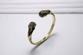 Bracelet Corbeau et Tête de Mort pierre rouge — Bronze