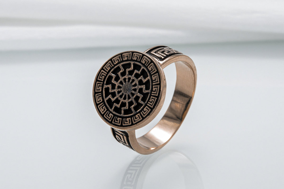 Bague Soleil Noir et Ornement Ragnar — Bronze