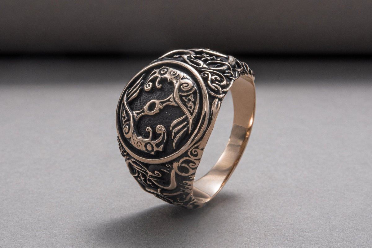 Bague Odin et Corbeau — Bronze