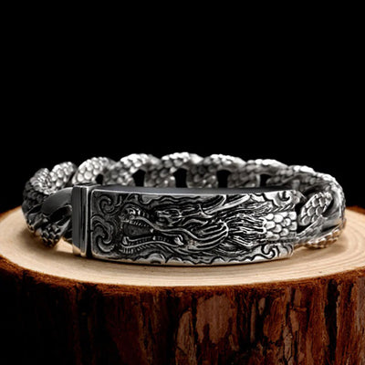 Bracelet Dragon Mythique En Argent | Viking Héritage