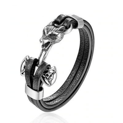 Bracelet Loup Fenrir Et Marteau Mjolnir | Viking Héritage
