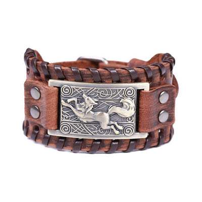 Bracelet loup Garm (Cuir) | Viking Héritage