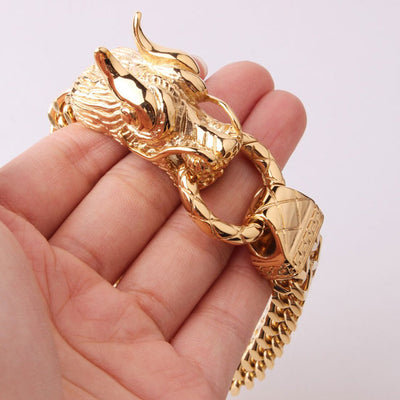 Bracelet Tête De Dragon (Or) | Viking Héritage