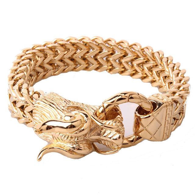 Bracelet Tête De Dragon (Or) | Viking Héritage