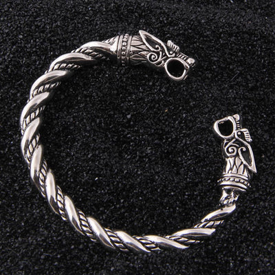 Bracelet Tête de Loup Argent | Viking Héritage